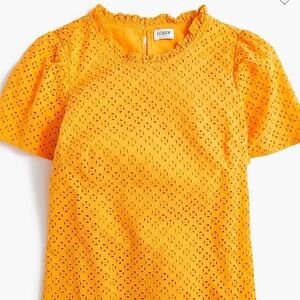 J. Crew Eyelet puff-sleeve top